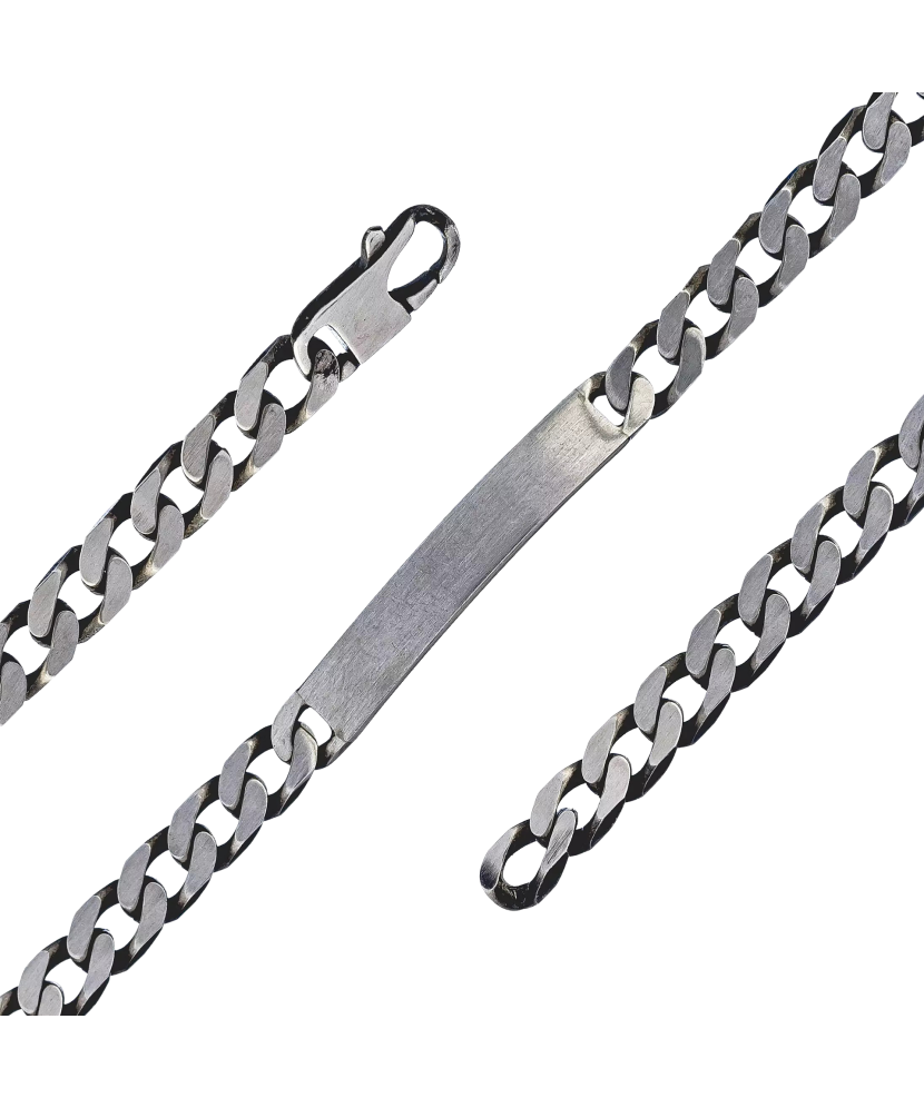 Sterling Silver bracelet with plate "Curb" 6.6mm