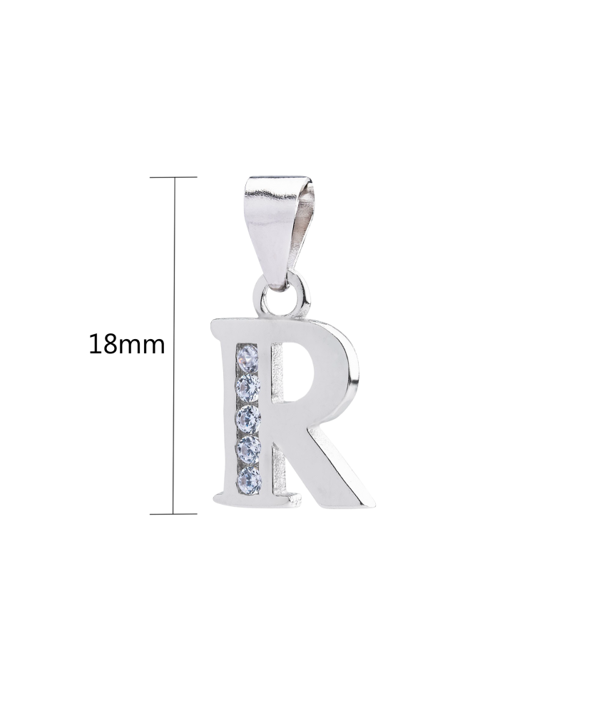 Sterling silver pendant with zircons Letter R