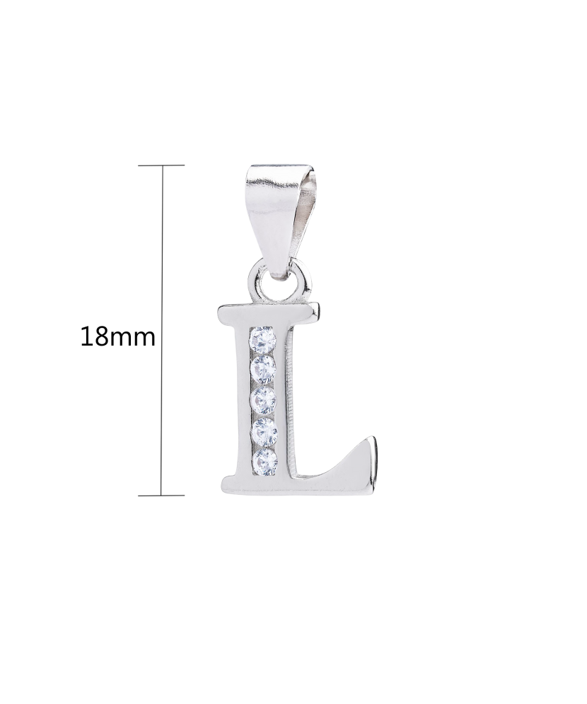 Sterling silver pendant with zircons Letter L