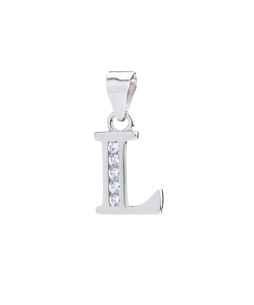 Sterling silver pendant with zircons Letter L