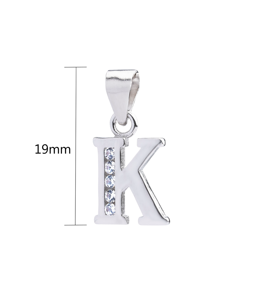 Sterling silver pendant with zircons Letter K
