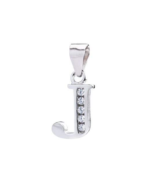 Sterling silver pendant with zircons Letter J
