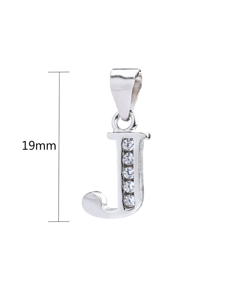 Sterling silver pendant with zircons Letter J