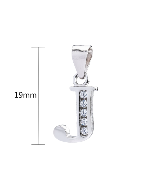 Sterling silver pendant with zircons Letter J