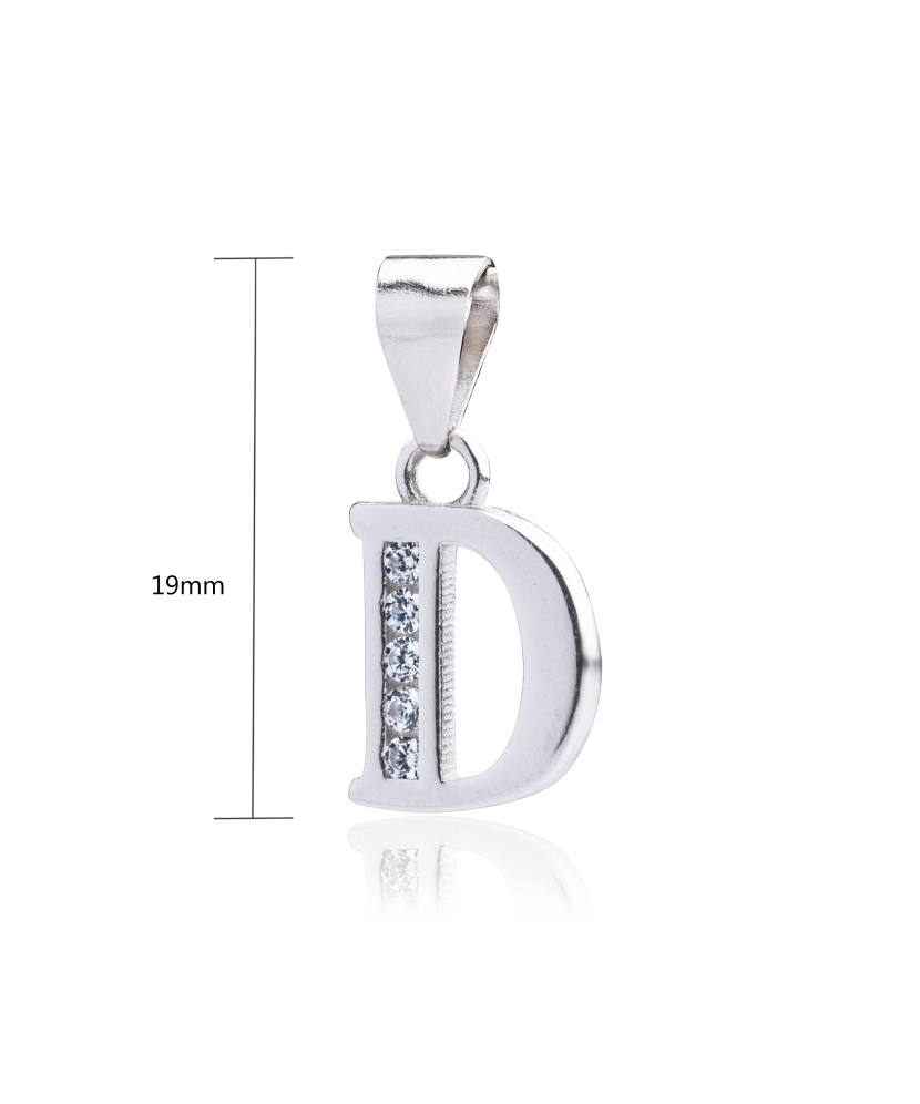 Sterling silver pendant with zircons Letter D