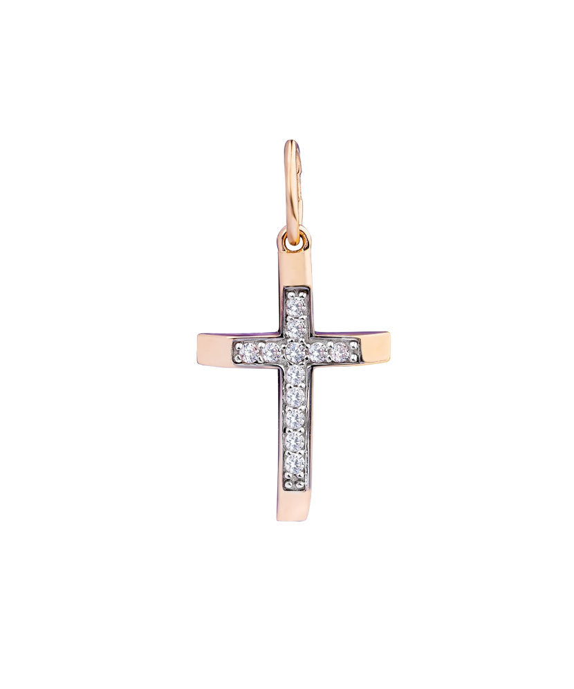 Gold pendant with zircons "cross"