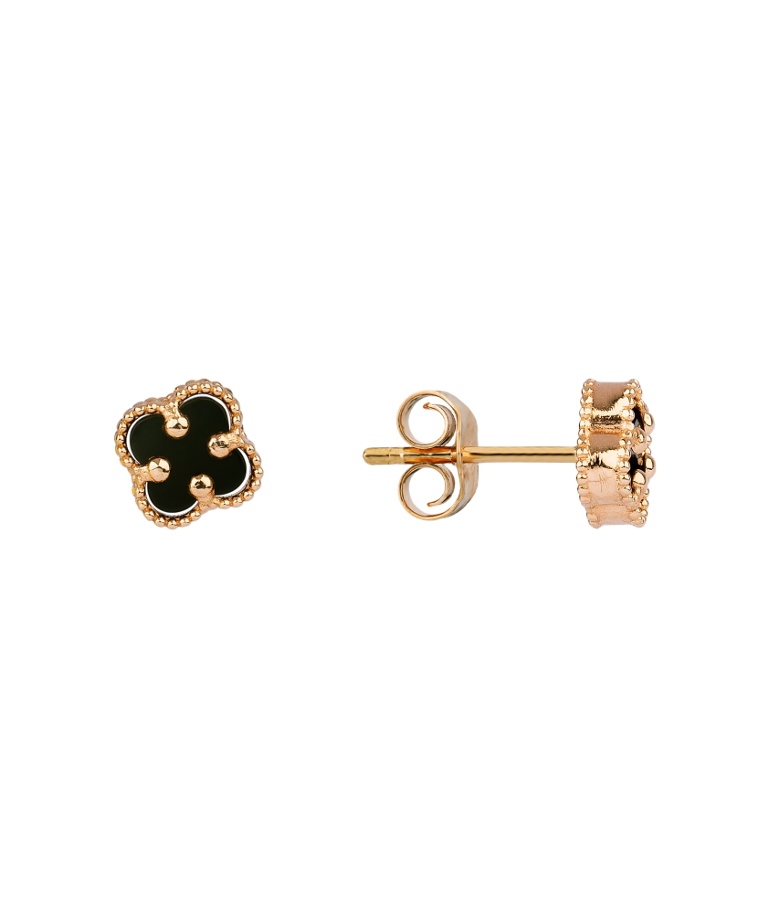 Gold earrings with onyx