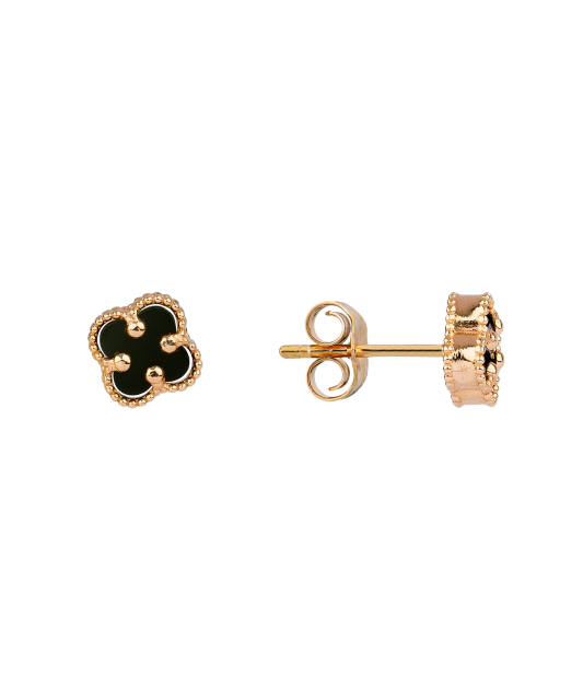 Gold earrings with onyx