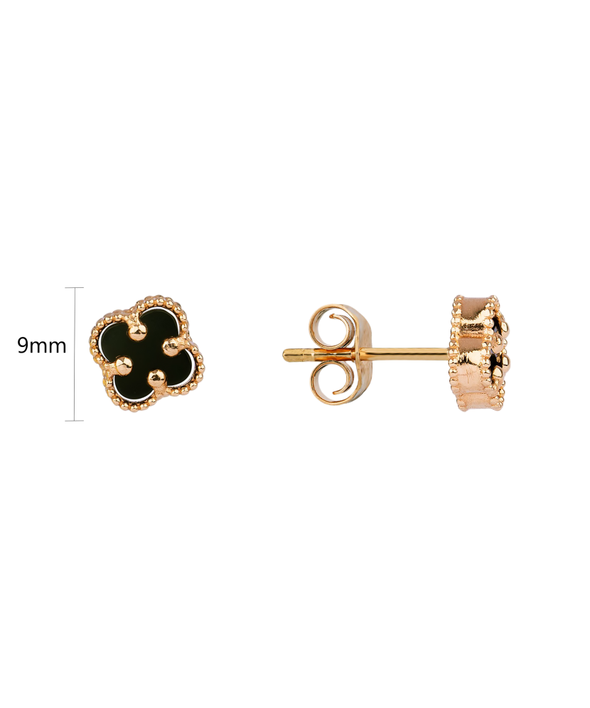 Gold earrings with onyx