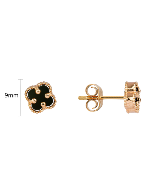Gold earrings with onyx