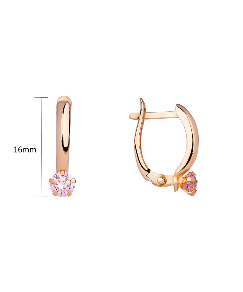 Gold earrings with zircons