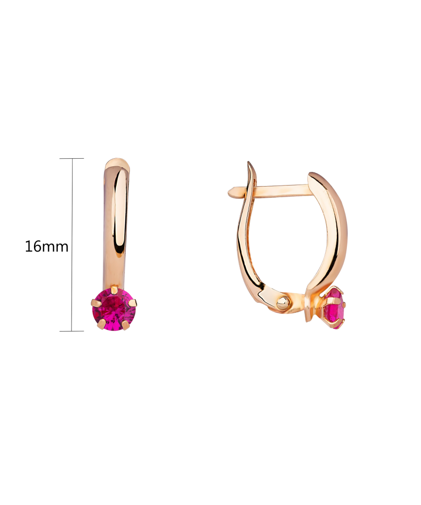 Gold earrings with zircons