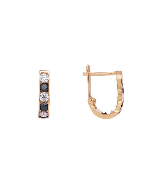 Gold children's earrings with zircons
