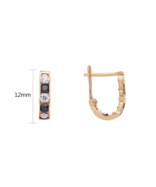 Gold children's earrings with zircons