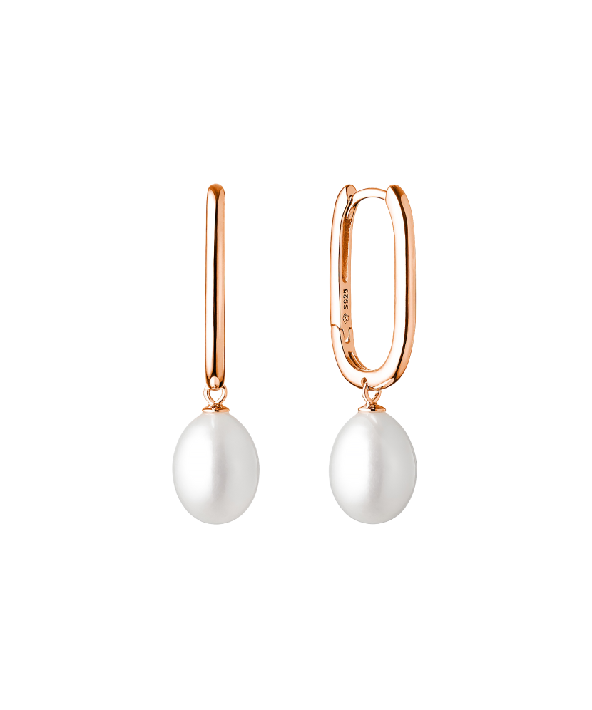 Gilded sterling silver earrings with pearls