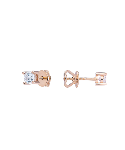 Gold earrings with zircons