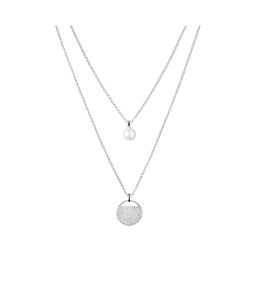 Серебряная цепочка с жемчуг и фианитами Серебряная цепочка с жемчуг и фианитами