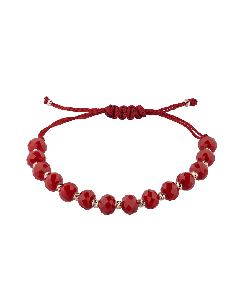 Red string bracelet with gold and onixes