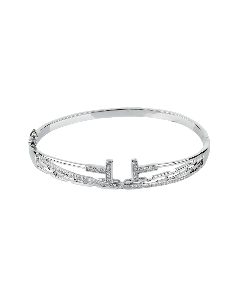 Sterling silver hard bracelet with zircons Sterling silver hard bracelet with zircons