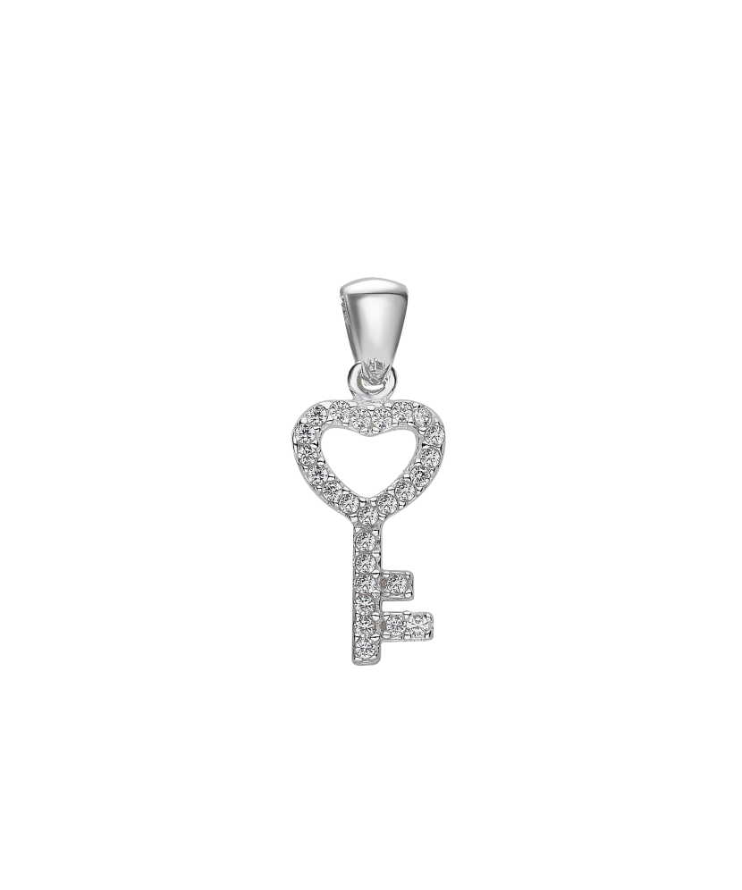 Sterling silver pendant with zircons "Key" Sterling silver pendant with zircons "Key"