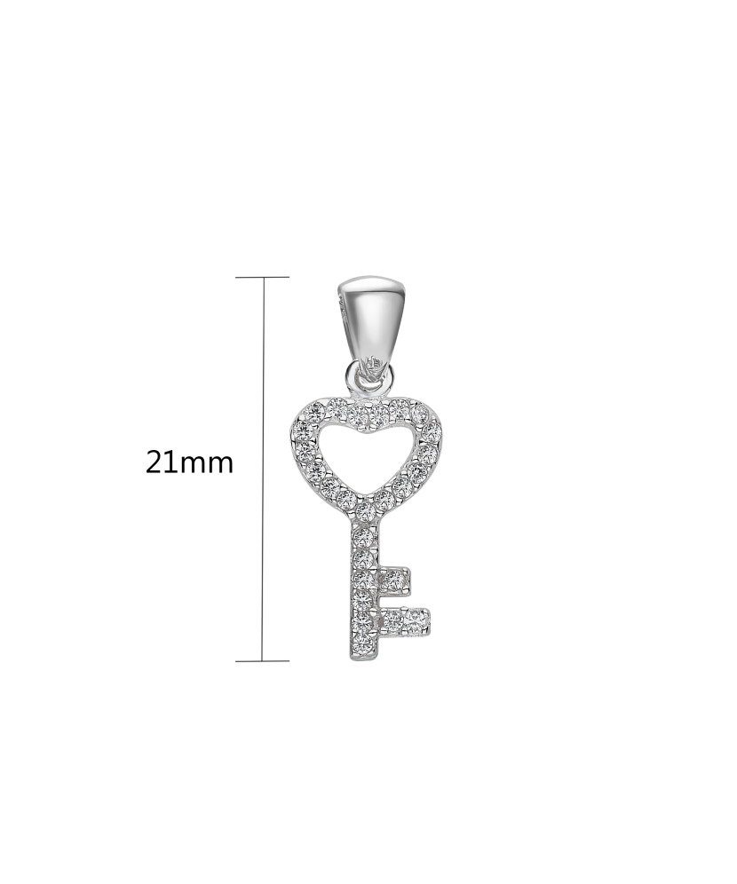 Sterling silver pendant with zircons "Key" Sterling silver pendant with zircons "Key"