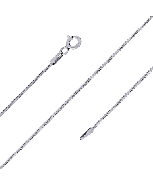 Sterling silver chain plated with rhodium"Snake" 1.3mm