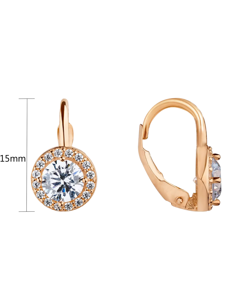 Gold earrings with zircons