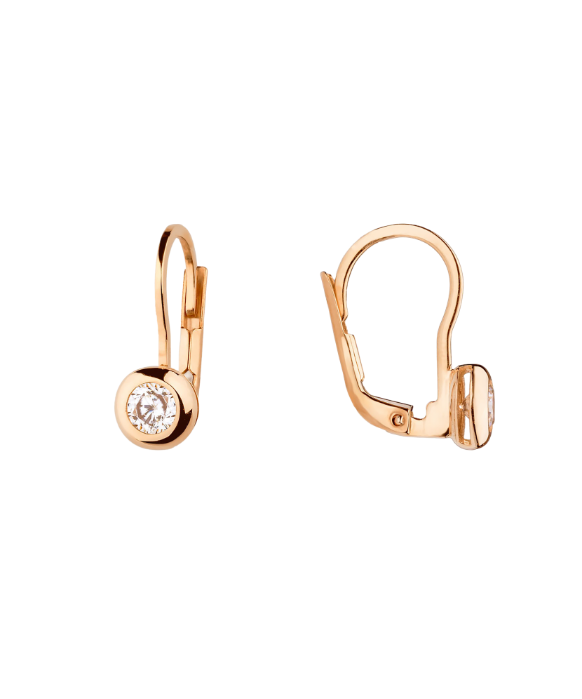 Gold earrings with zircons Gold earrings with zircons