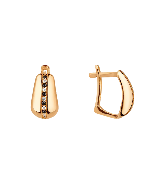 Gold earrings with zircons