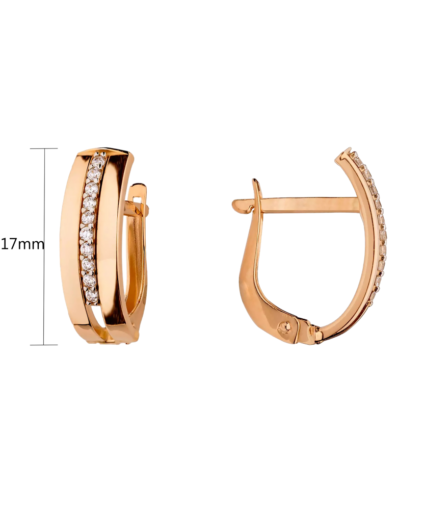 Gold earrings with zircons