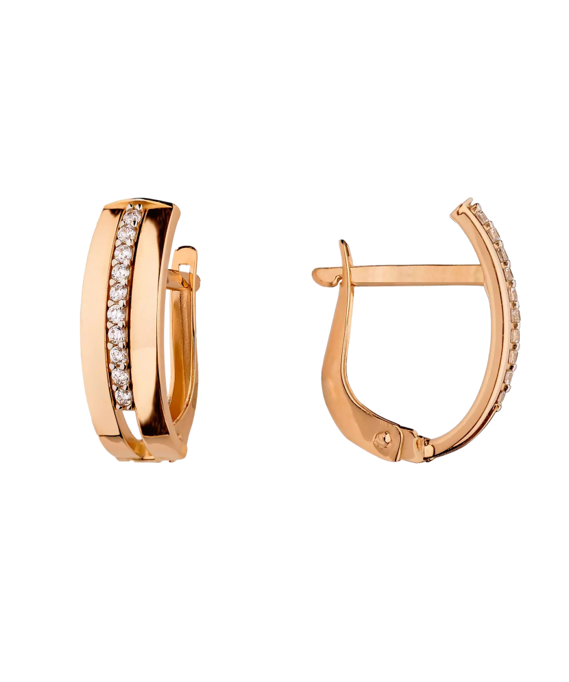 Gold earrings with zircons