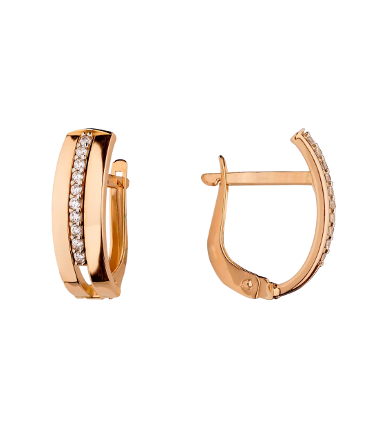 Gold earrings with zircons