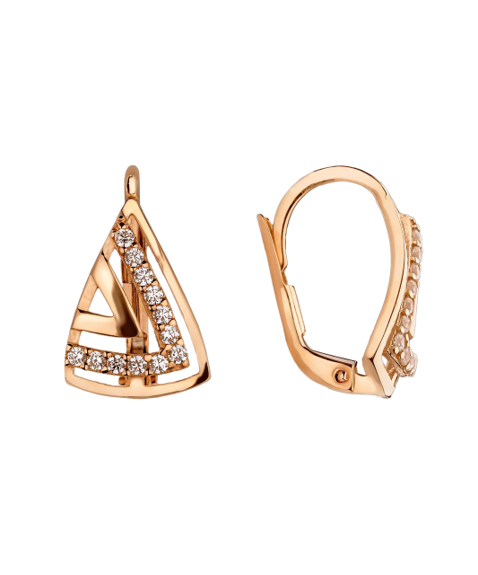 Gold earrings with zircons