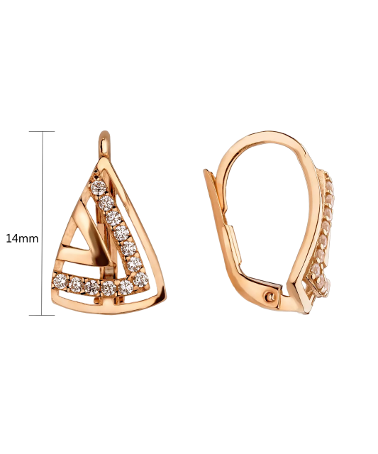 Gold earrings with zircons
