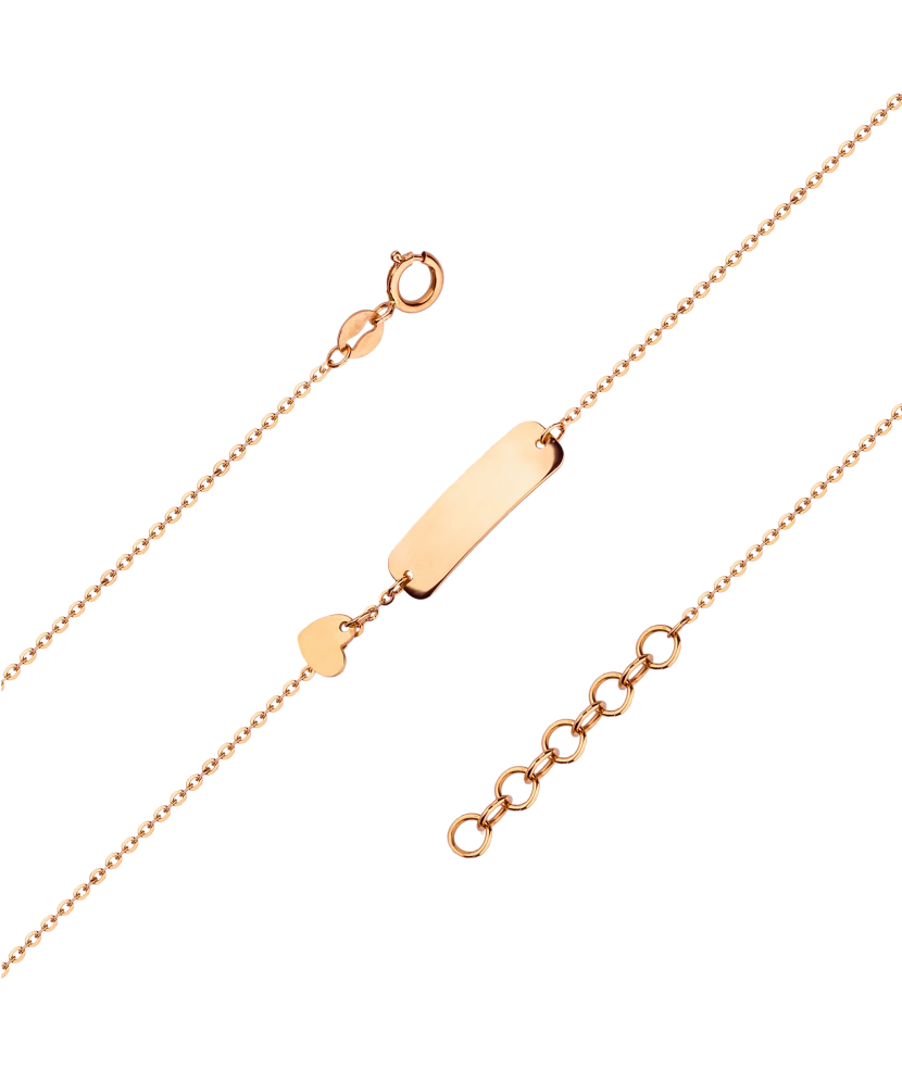 Children's gold bracelet with plate "Heart"