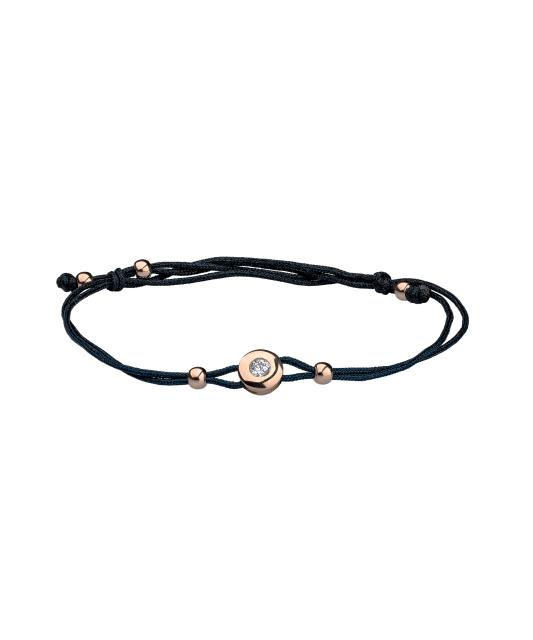 Black string bracelet with gold pendant
