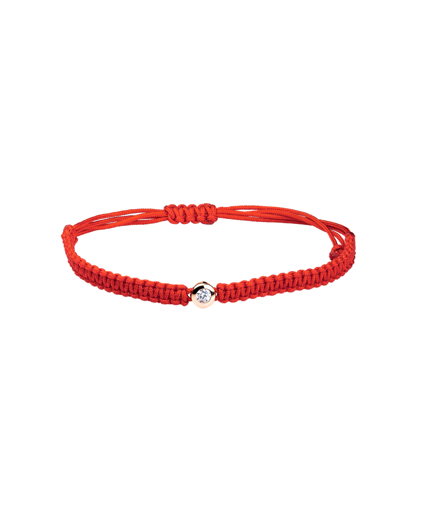 Red string bracelet with gold pendant