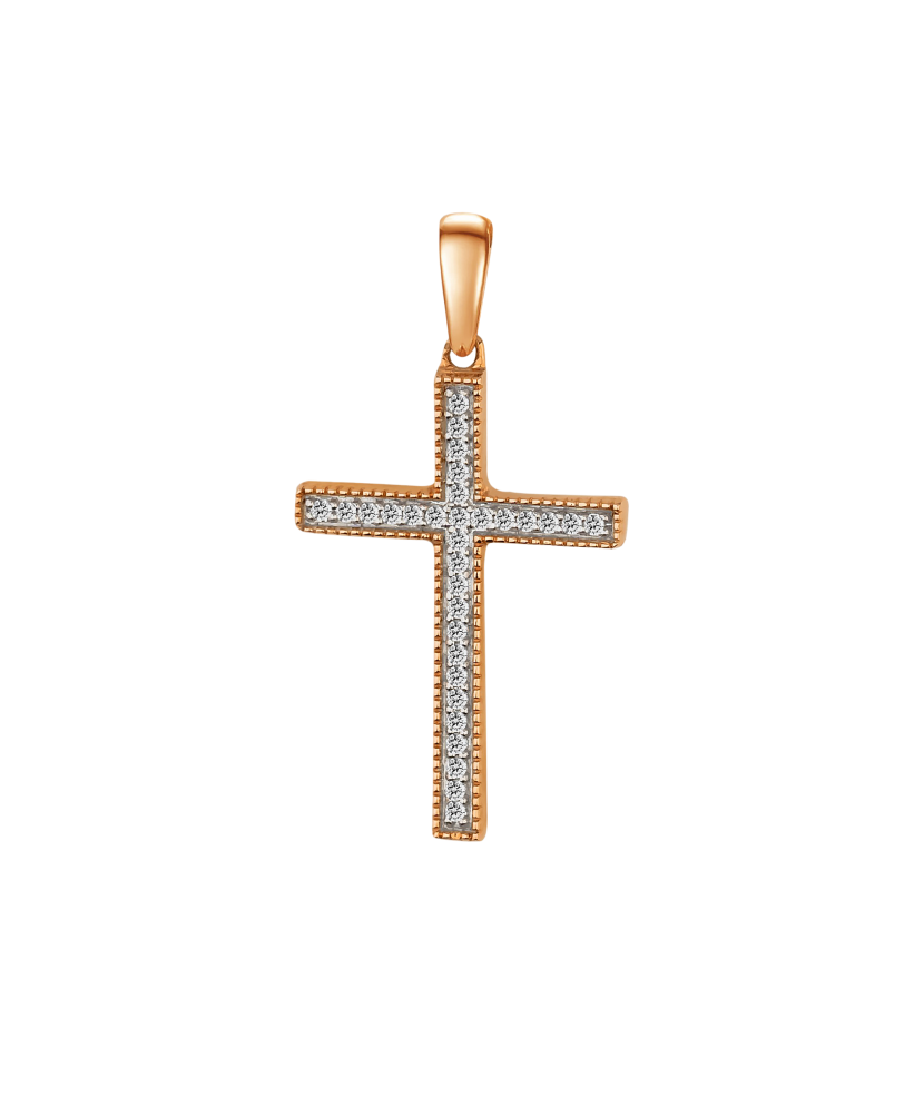 Gold pendant with diamonds "Cross"