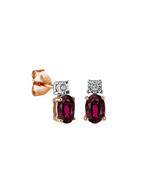 Gold earrings with rubies and diamonds