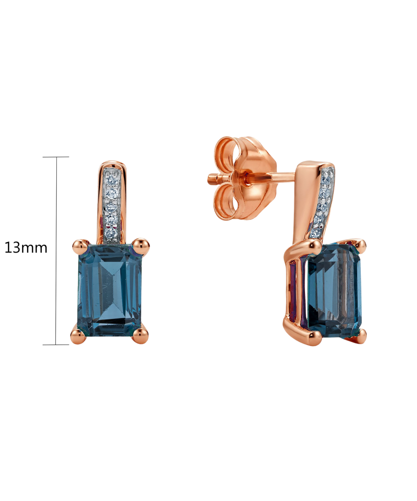 Gold earrings with London topazes and diamonds