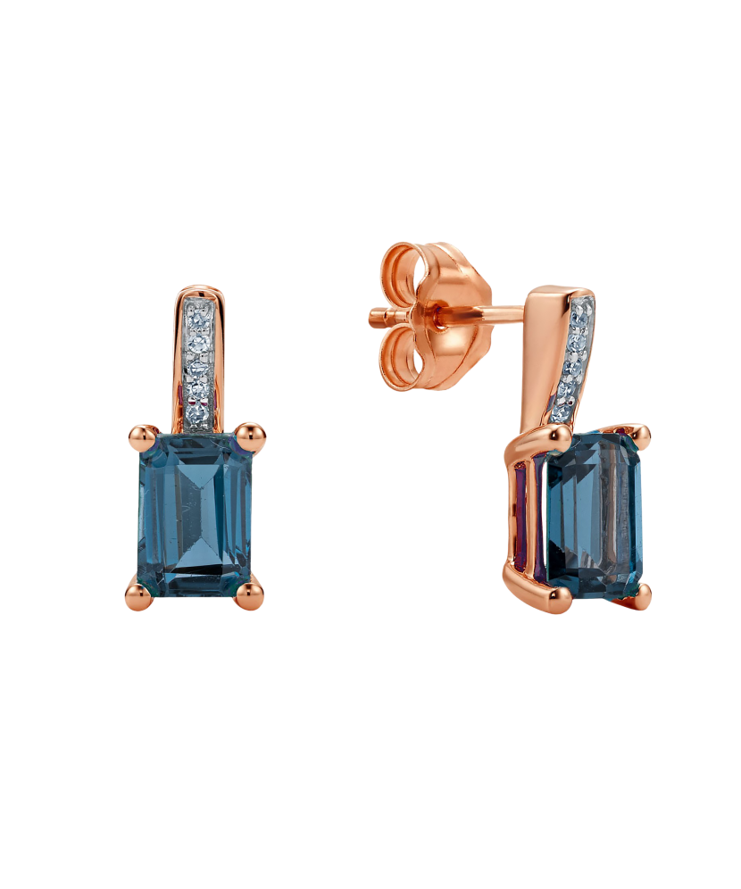 Серьги из золота с лондон топазами и бриллиантами