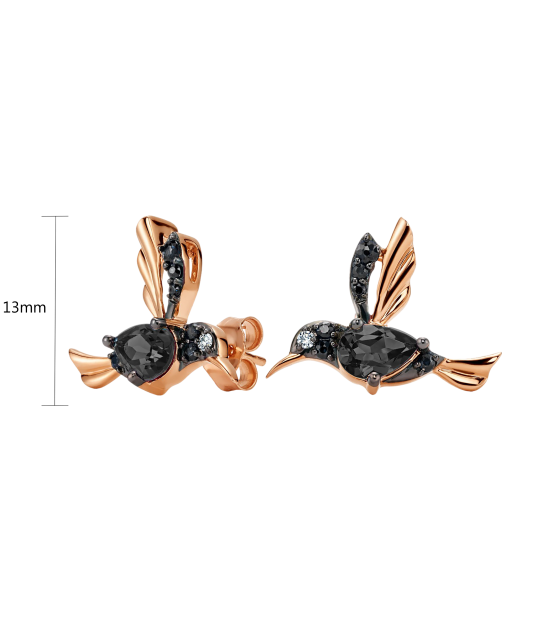 Gold earrings with black diamonds