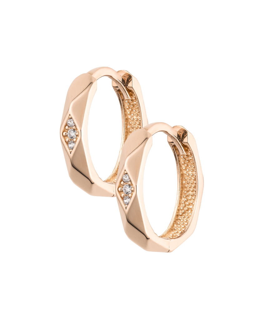 Gold earrings with zircons