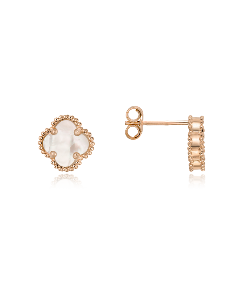 Gold earrings with mother of pearl