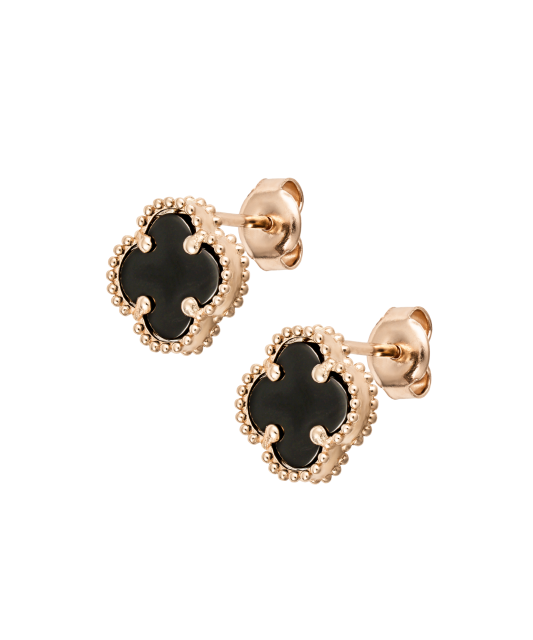 Gold earrings with onyx