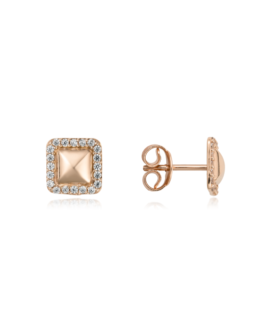 Gold earrings with zircons