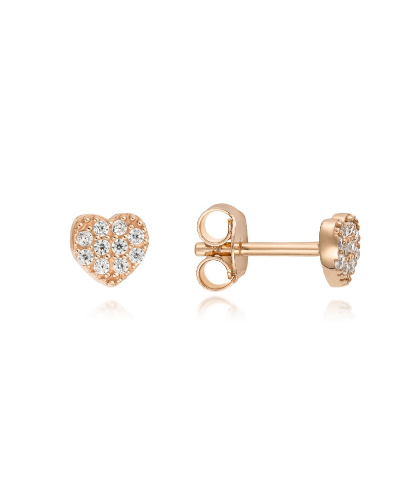Золотые серьги с цирконами "Сердечки"
