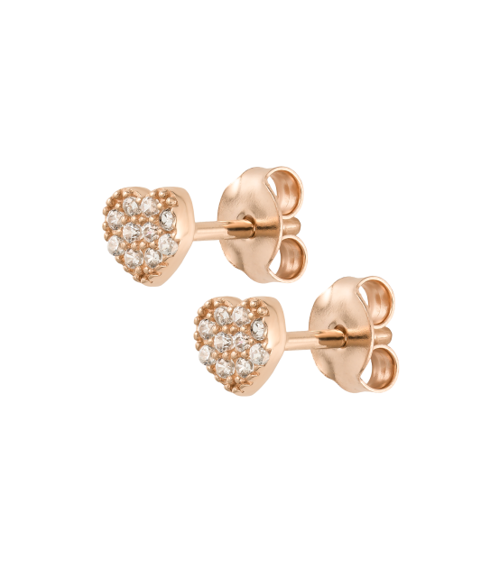 Gold earrings with zircons "hearts"