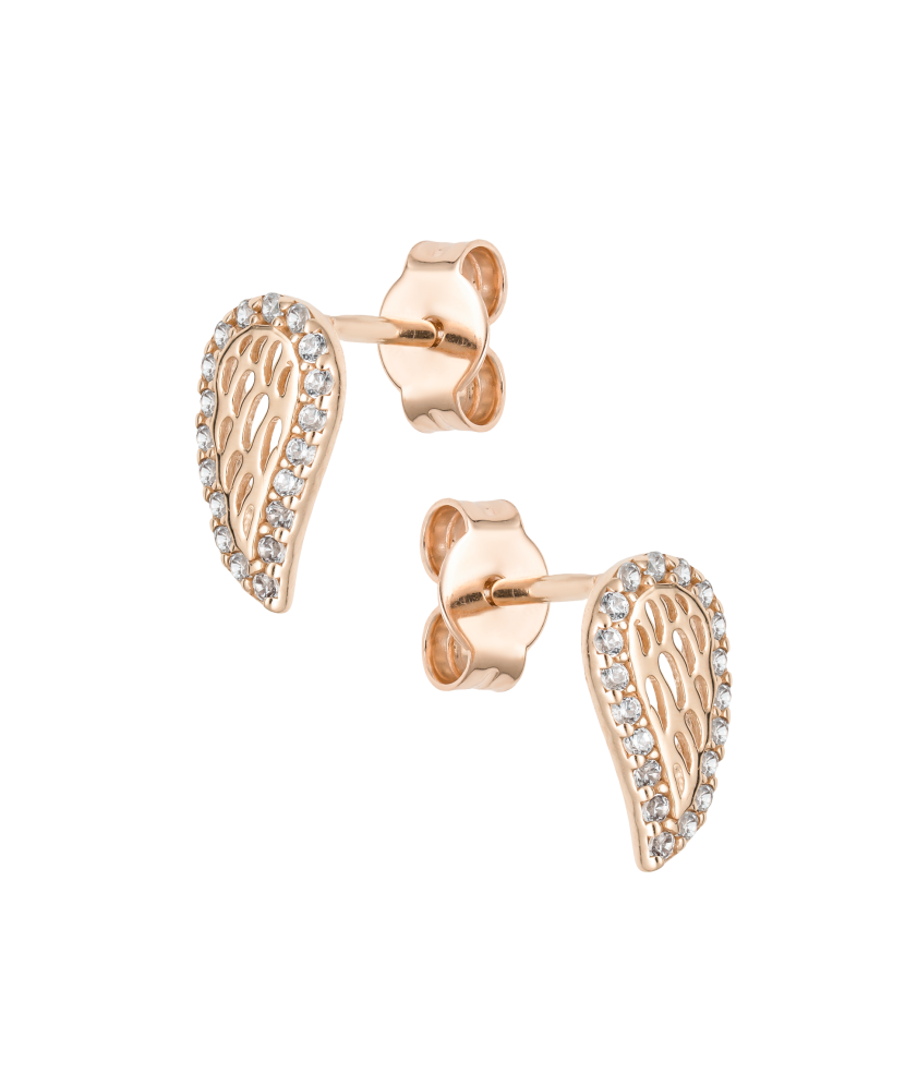 Gold earrings with zircons