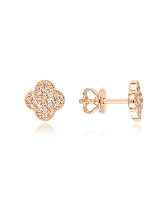 Gold earrings with zircons